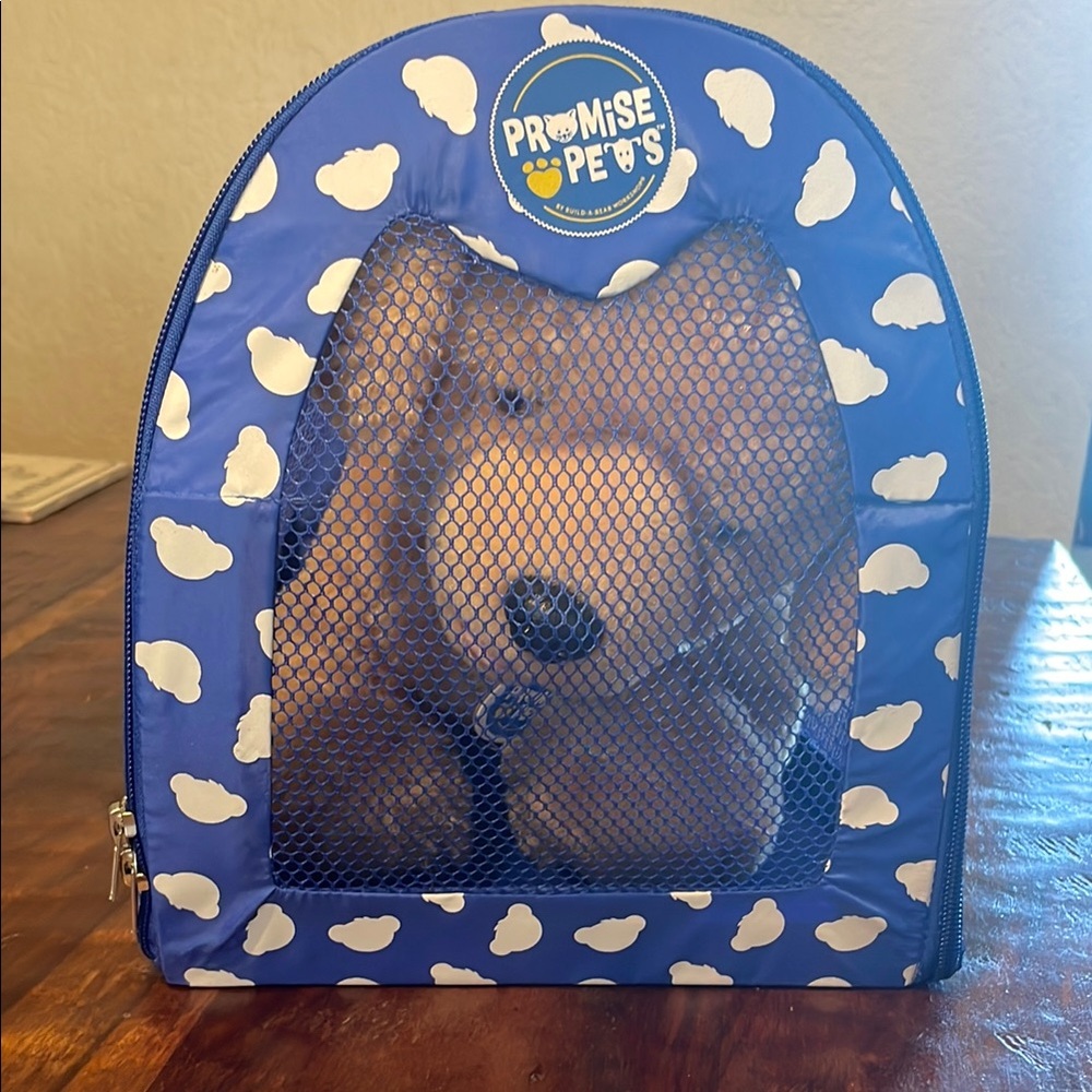Promise Pets Blue Carrier with Plush Dog
